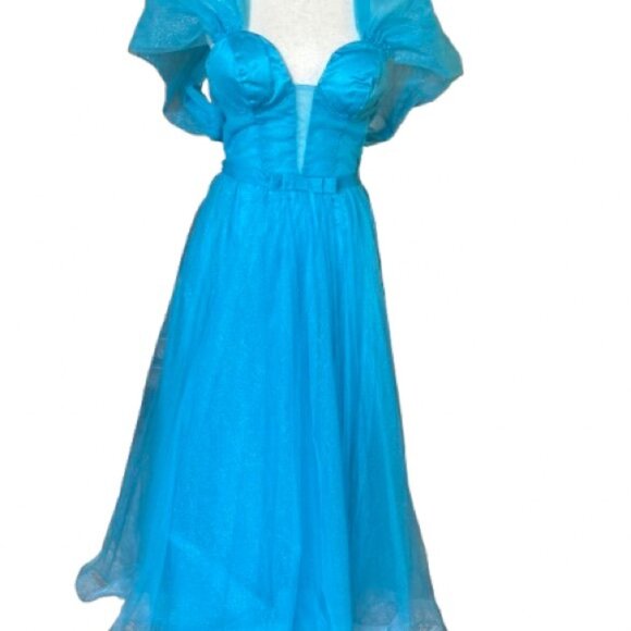 Cinderella Blue Tulle Ball Gown XS /0 NWOT Pageant Prom Princess Dress - Picture 2 of 3